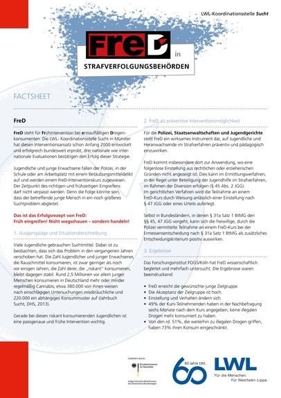 Titelseite des Factsheets "FreD in Strafverfolgungsbehörden"