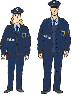 Zwei Menschen in Polizeiuniform.